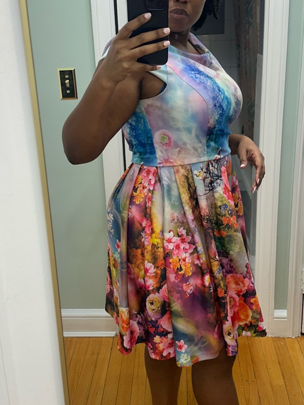 Betsey Johnson Multicolor Floral Fit-and-Flare Dress - Picture 3 of 3